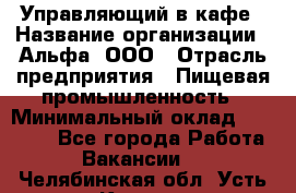 Управляющий в кафе › Название организации ­ Альфа, ООО › Отрасль предприятия ­ Пищевая промышленность › Минимальный оклад ­ 15 000 - Все города Работа » Вакансии   . Челябинская обл.,Усть-Катав г.